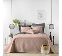 Couvre-lit 2 personnes matelassé 220x240 microfibre unie Romane rose