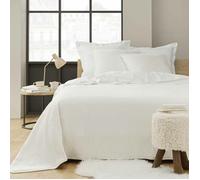 Couvre-lit 220 x 240 cm + 2 taies 60 x 60 cm - Velours Relief & Sherpa - Modèle Mylène Naturel