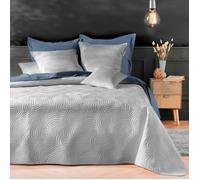 Couvre lit 220x240 cm + 2 Housses de coussin - Velours - Relief graphique - Gris