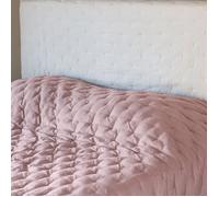 Couvre-lit 220x240 cm CELESTE velours piquage points brodés rose