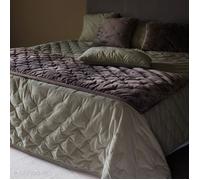 Couvre-lit 220x240 GIPSY velours piquage points brodés vert Olive