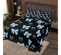 Couvre-Lit 240x220 Joli Ruban Bows Dessus de Lit Bows Point Géométrique Bleu Couverture de Lit Nœud Papillon Princesse Rêveur Jetés de Lit Nœud Aquarelle Kawaii avec 2 Taies d'oreiller 51x75cm