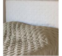 Couvre-lit 240x260 cm CELESTE velours piquage points brodés beige loutre