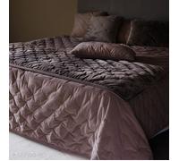 Couvre-lit 240x260 GIPSY velours piquage points brodés gris Bison