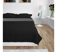 vidaXL Couvre-lit ¿¿ double face matelass¿¿ 230 x 260 cm Gris et noir