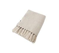 KARL - Couvre-lit à Franges 100% Recyclé Tissage Nid d'abeilles 240x260cm Pampa -