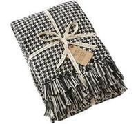 CHARLES - Couvre-lit à Franges 100% Recyclé Tissage Vichy Noir et Blanc 240x260cm -