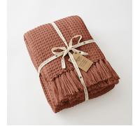 Couvre-lit à franges 240 x 260 cm en rpet - gabin terracotta