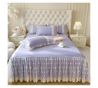 Couvre lit À Volants Drap de lit Princesse en Dentelle Coton Pur, Jupe Mariage, Couverture Taille Simple/Queen/King, Couvre-lit Couleur Unie(Color5,150X200cm 3pcs)