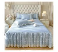 Couvre lit À Volants Drap de lit Princesse en Dentelle Coton Pur, Jupe Mariage, Couverture Taille Simple/Queen/King, Couvre-lit Couleur Unie(Color6,180X200cm 3pcs)