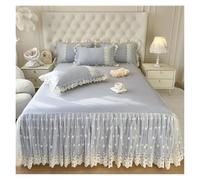 Couvre lit À Volants Drap de lit Princesse en Dentelle Coton Pur, Jupe Mariage, Couverture Taille Simple/Queen/King, Couvre-lit Couleur Unie(Color4,200X220cm 3pcs)