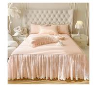 Couvre lit À Volants Drap de lit Princesse en Dentelle Coton Pur, Jupe Mariage, Couverture Taille Simple/Queen/King, Couvre-lit Couleur Unie(Color 6,200X220cm 3pcs)