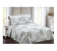 Couvre lit - Avignon - 230x250cm - 100% coton - 2 taies d'oreiller - Gris imprimé