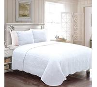 Couvre lit Blanc 260x260 cm - Boutis en Coton - pour lit 160 cm et Plus