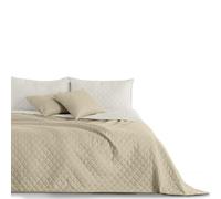 Couvre-lit Blanc Beige Jeté de lit Double Face Entretien Facile Axel, Polyester, Blanc/Beige, 240 x 260 cm