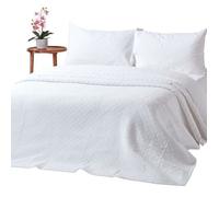Couvre lit blanc matelassé motif en relief 230 x 260 cm