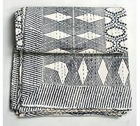 Couvre-lit blanc réversible fait à la main en pur coton avec motif imprimé à la main Kantha Stitch Kantha pour très grand lit/lit simple (bleu 1, 228,6 x 274,3 cm)