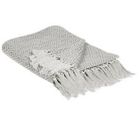 Couvre-Lit Boho avec Franges 125 x 150 cm en Coton Taupe Motif Losange Mityal