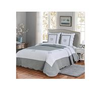 Couvre-lit Boutis 260x260 cm 100% Coton avec 2 Taies 65x65 cm Finition Brodée - Style Élégant - PEACELAND Gris