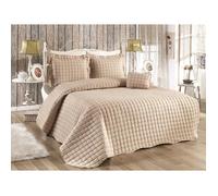 Couvre-lit boutis brodé - Lit 2 places - 3 pièces (230x250cm) - Beige