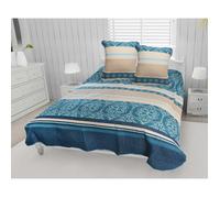 Soleil d'ocre Couvre-lit boutis Coton 220x240 cm Anna avec 2 taies d'oreiller