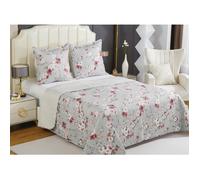 Couvre-lit Boutis épais matelassé - FANNY & CELINE - 220x240cm - 2 Taies 65x65cm - Rouge - Lavable