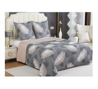 Couvre-lit Boutis épais matelassé - FANNY & CÉLINE - 220x240cm - 2 Taies 65x65cm - Gris - Lavable