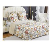 Couvre-lit Boutis épais matelassé - FANNY & CÉLINE - 220x240cm - 2 Taies 65x65cm - Jaune - Lavable