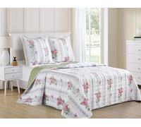 Couvre lit Boutis Percale 100% Coton 240X260cm avec 2 Taies_B-3-302