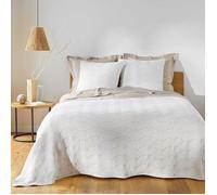 Douceur d'Intérieur, Couvre-Lit Matelassé (240 x 260 cm) et 2 Taies d'oreiller (60 x 60 cm) Cassandra, Jersey/Microfibre