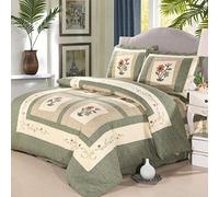 Couvre Lit Coton Matelassé De Luxe Dessus De Lit 2 Personnes Boutis Couverture De Lit Patchwork Avec 2 Taies D'oreiller,CC-230X250CM