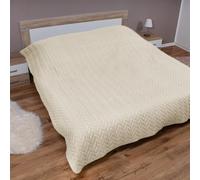 Couvre-lit (Crème) 220 x 240 cm avec couche intermédiaire rembourrée, jeté de lit - Couverture d'été matelassée - Édredon réversible
