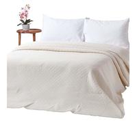 HOMESCAPES - Couvre-lit crème matelassé Motif en Relief arabesques Florales - 230 x 260 cm