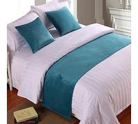 Couvre lit de lit Ded Runners King Size en Velours Doux Bleu Style Luxueux pour lit King Size avec jeté de lit et Serviette de Chevet idéal pour Chambre d'hôtel ou Salle de Mariage (240 x 50 cm).