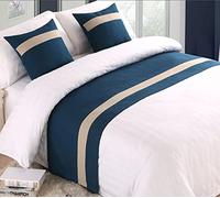 Couvre-lit de luxe pour lit simple, grand lit, 50 x 240 cm, décoration parfaite pour la maison et l'hôtel, écharpe de lit élégante pour chambre à coucher, bleu beige