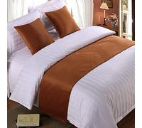 Couvre lit décoratif en Velours Doux Marron Ded Runners Taille King ou Single de Luxe pour Pied de lit avec Nappe et Serviette idéal pour Chambre d'hôtel ou Salle de Mariage (180 x 50 cm).