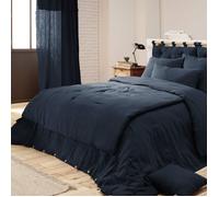 Couvre-lit double gaze de coton marine 90x200 cm - Bleu marine - Terre de Nuit