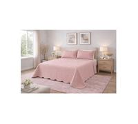 Couvre-lit double matelassé Venice 250x250 Rose - Microfibre Manopesca, Patchwork à carreaux, 100 g/m², bord ondulé