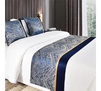 Couvre-lit doux et soyeux qui ne se décolore pas, couverture de lit élégante, serviette moderne de protection de lit de qualité pour chambre à coucher, maison d'hôtes et décoration de mariage - Bleu
