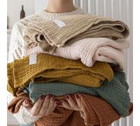 ESSIX Couvre lit uni en Gaze de Coton, Jazzy, 260x240cm, Brun Roux