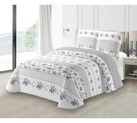 Couvre-lit épais matelassé - FANNY & CÉLINE - M23-6013 - Gris - Floral - Synthétique