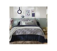 Couvre-lit gaze de coton imprimé floral 90x200 cm bleu