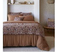 Couvre-lit gaze de coton imprimé floral 90x200 cm marron - Marron - Terre de Nuit