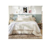 Couvre-lit gaze de coton imprimé vichy 90x200 cm Naturel