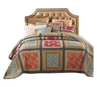 Couvre-lit Haut De Gamme Couverture Matelassée Faite à La Main Couette 100% Coton Vintage Bedding Stitching Coverlet Ensemble 3 Pièces Multifon, One Color, King:230x250cm+50x70cmx2