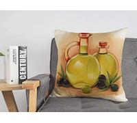 Couvre-lit Housse de Coussin Bouteille Restaurant Italien Arbre Olive Italie Vert Huile Grèce Bouteilles Manger Nourriture Boisson Design Fruits Housses de Coussin Confortables 45,7 x 45,7 cm pour l