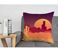 Couvre-lit Housse de Coussin Désert Aventure Sandy Tourisme Wilderness Sunrise Sky Mexicain Cactus Soir Plantes Nature Paysage Housses de Coussin Confortables 45,7 x 45,7 cm pour lit, Voiture, Salon