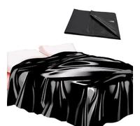 SHAEZHE Couvre-lit imperméable en PVC, Protection du Drap Contre l'eau Qui mouille Le Matelas, Pliable, Noir