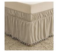 Couvre-lit Jaune Jupe De Lit Plissée Queen Size Draps-Housses Forme Boule Gland King Plaine Colchas(Tuose,138x190x42cm)