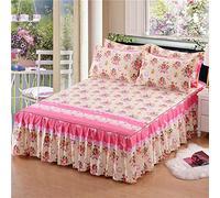 Couvre-lit Jupes De Lit, 3 Pièces Super Soft Ponçage Imprimer Skin-Friendly Simple Double Queen Size Couverture De Lit Feuilles De Ménage Couvre-lit Avec 2 Taies D'oreiller,G-180x220cm